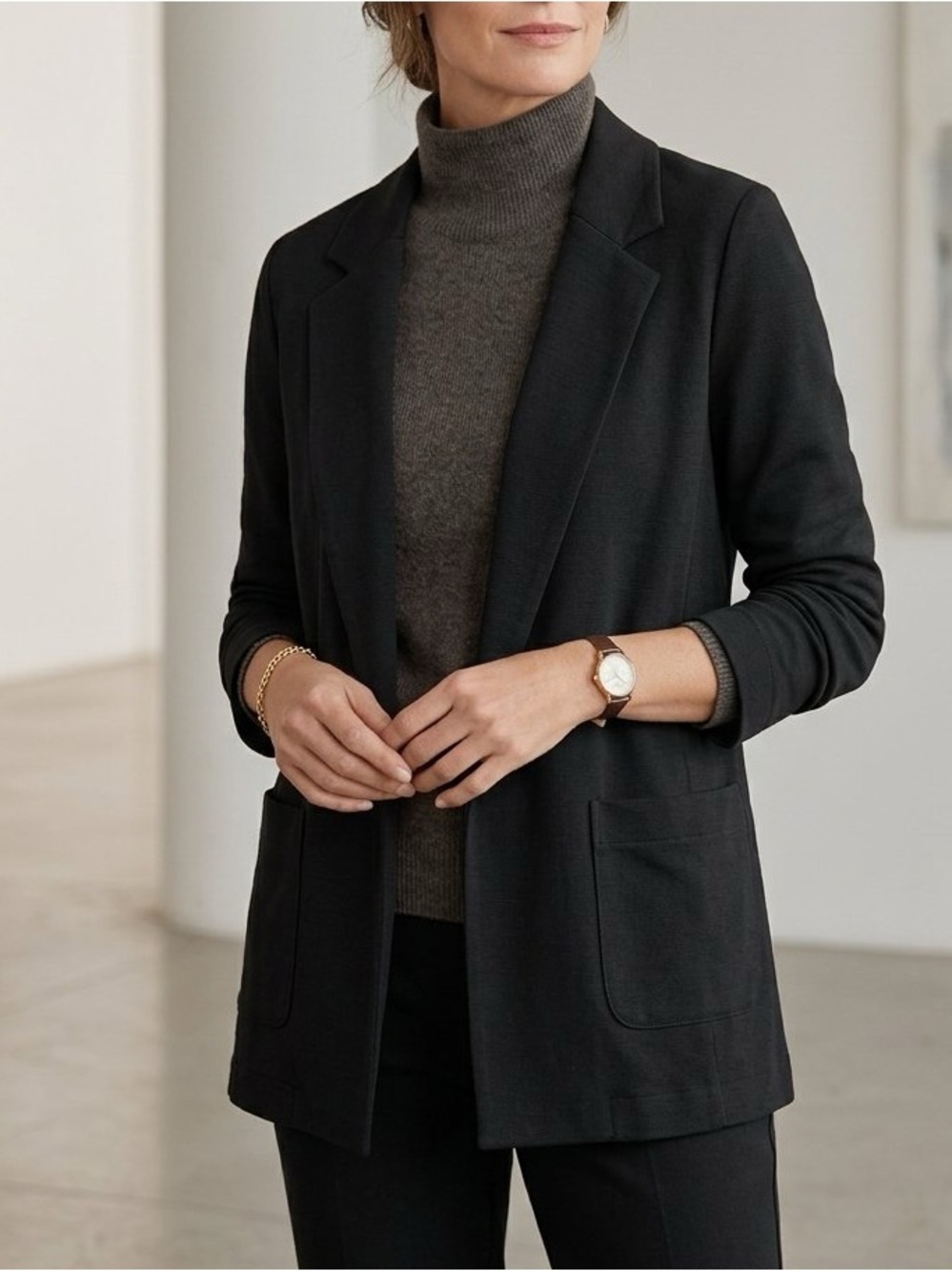 Eileen Fisher Organic Cotton Blend Open-Front Blazer Size XL